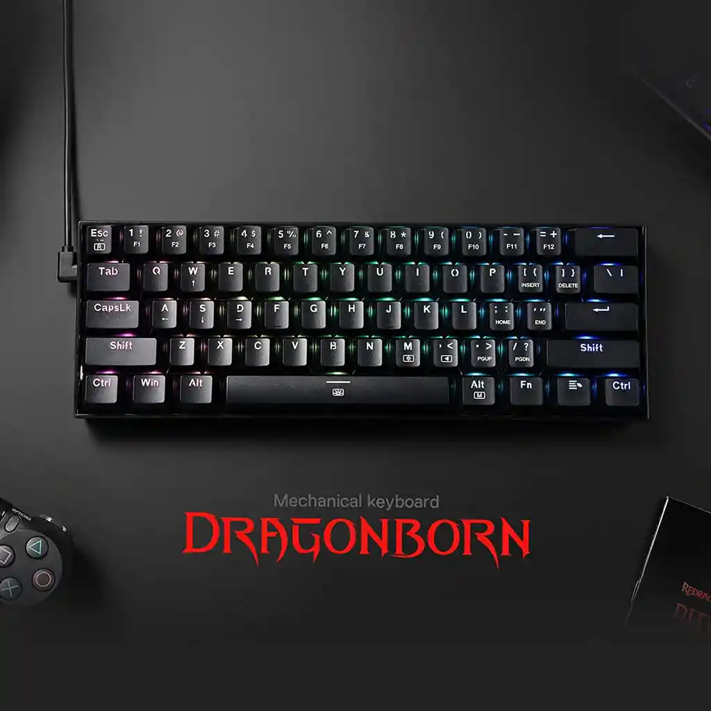 Teclado Gamer Redragon K630-rgb-sp Dragonborn 60% Sw-brown