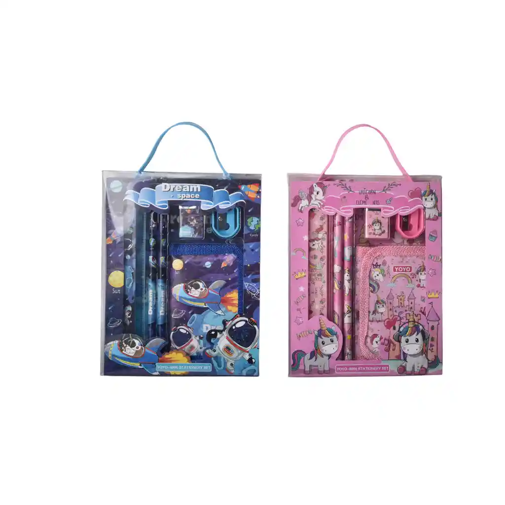 Set Kit 6pcs Escolar Niño Niña Accesorios Dim:18x14cm