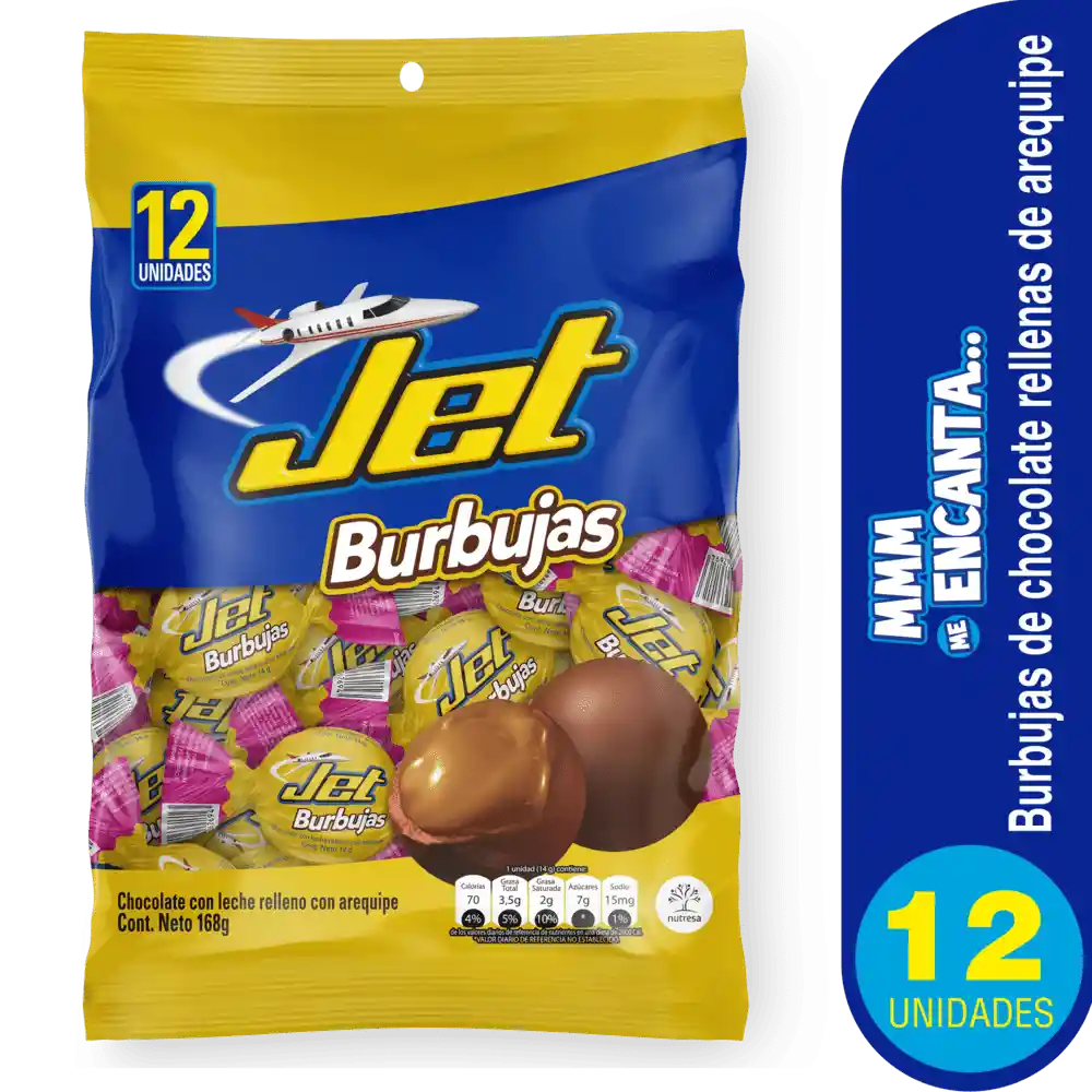 Chocolatina Jet Burbujas X 12 Und Arequipe 168 G