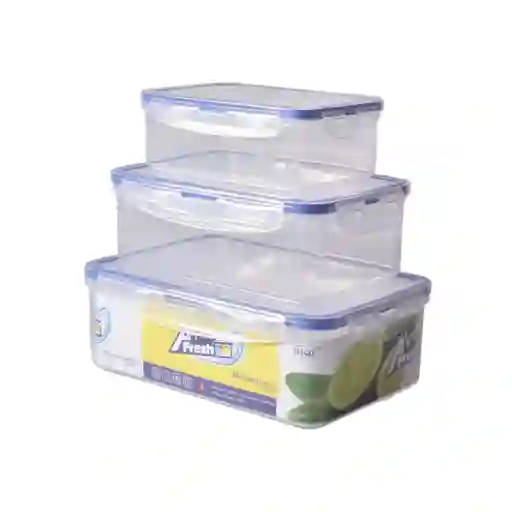 Set Por 3und Recipientes Plastico Transparente