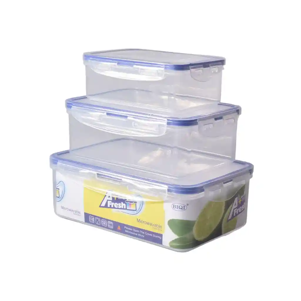 Set Por 3und Recipientes Plastico Transparente