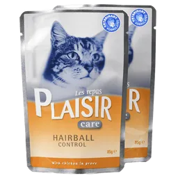 Plaisir Care Hairball Control Trozos Con Pollo En Salsa Pouch 85g