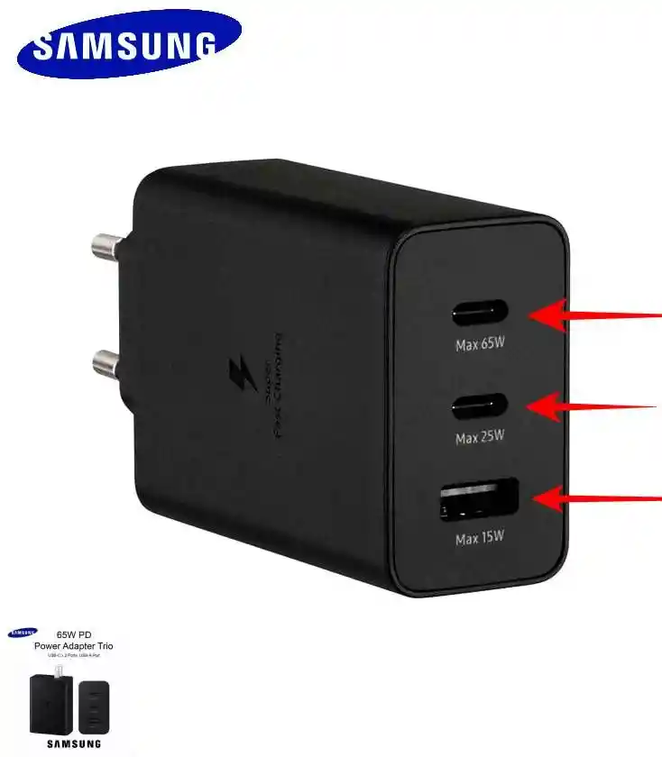 Cargador Samsung 65w Carga Rapida 3 Puertos 1.1