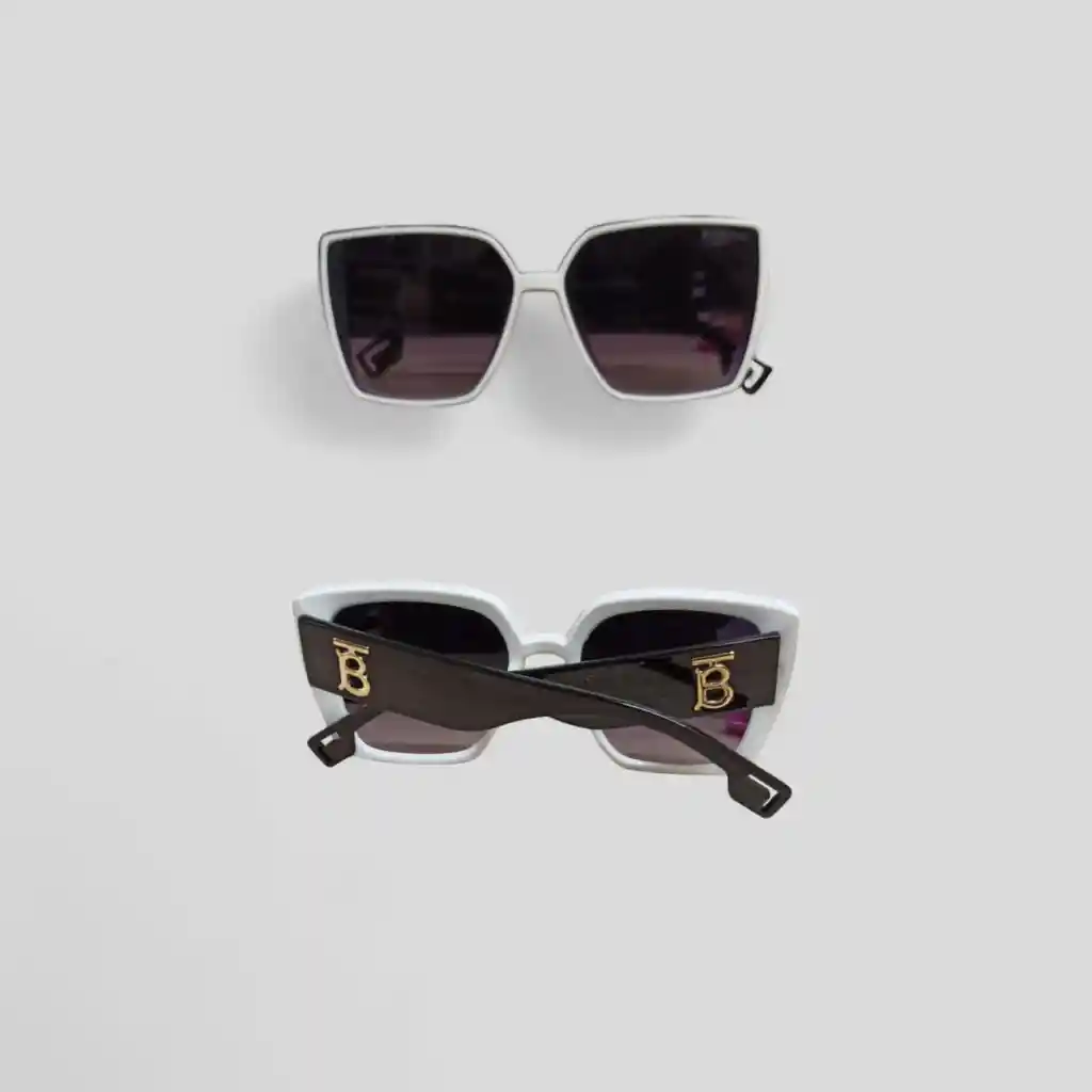 Gafas Lente Diseño Gato Tipo Burberry Marco Blanco