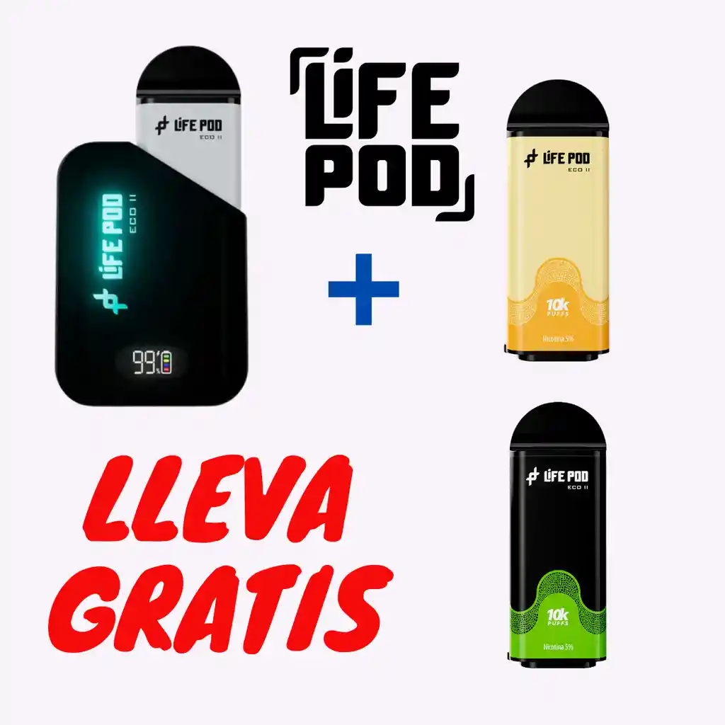 Life Pod Eco 2 Polar Ice + Pod Peach Orange10k Lleva Gratis Pod monster 10k