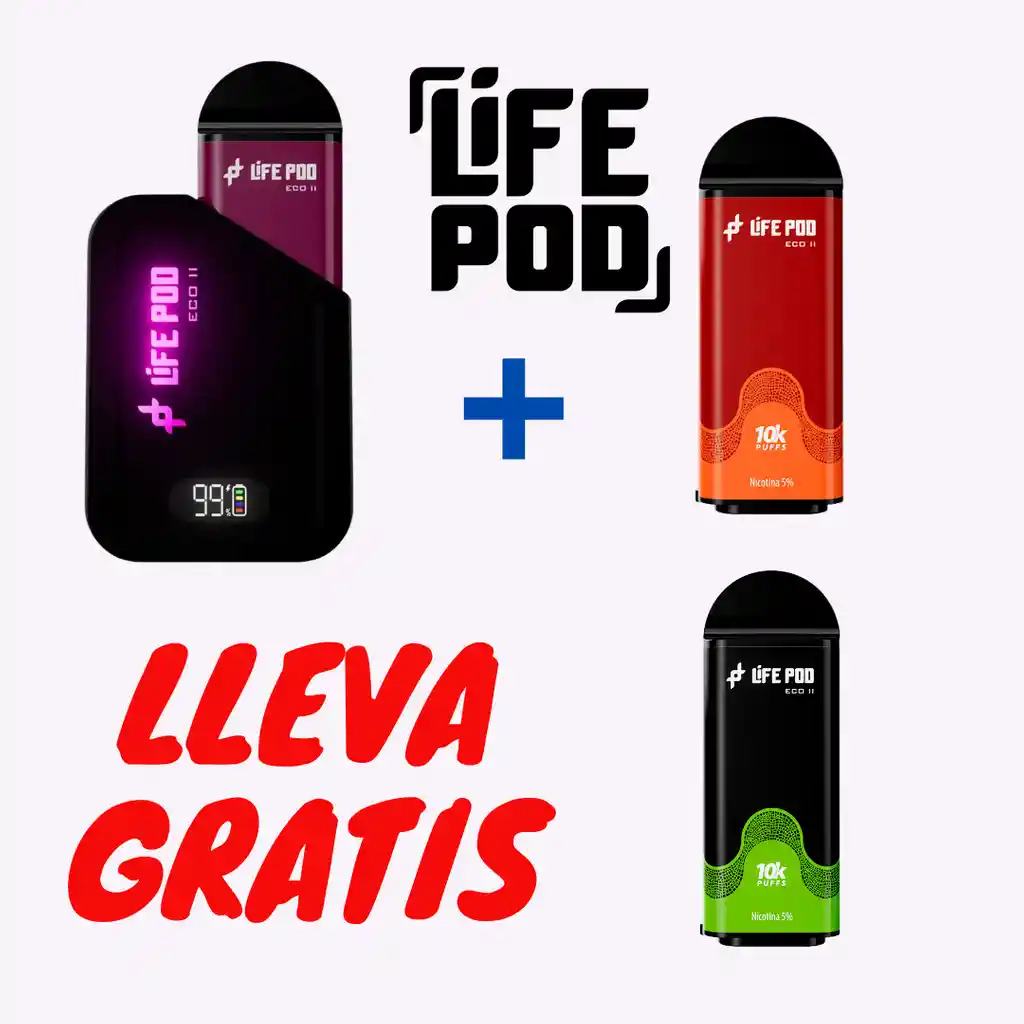 Life Pod Eco 2 Grape Honey + Pod Strong Apple 10k Lleva Gratis Pod monster 10k