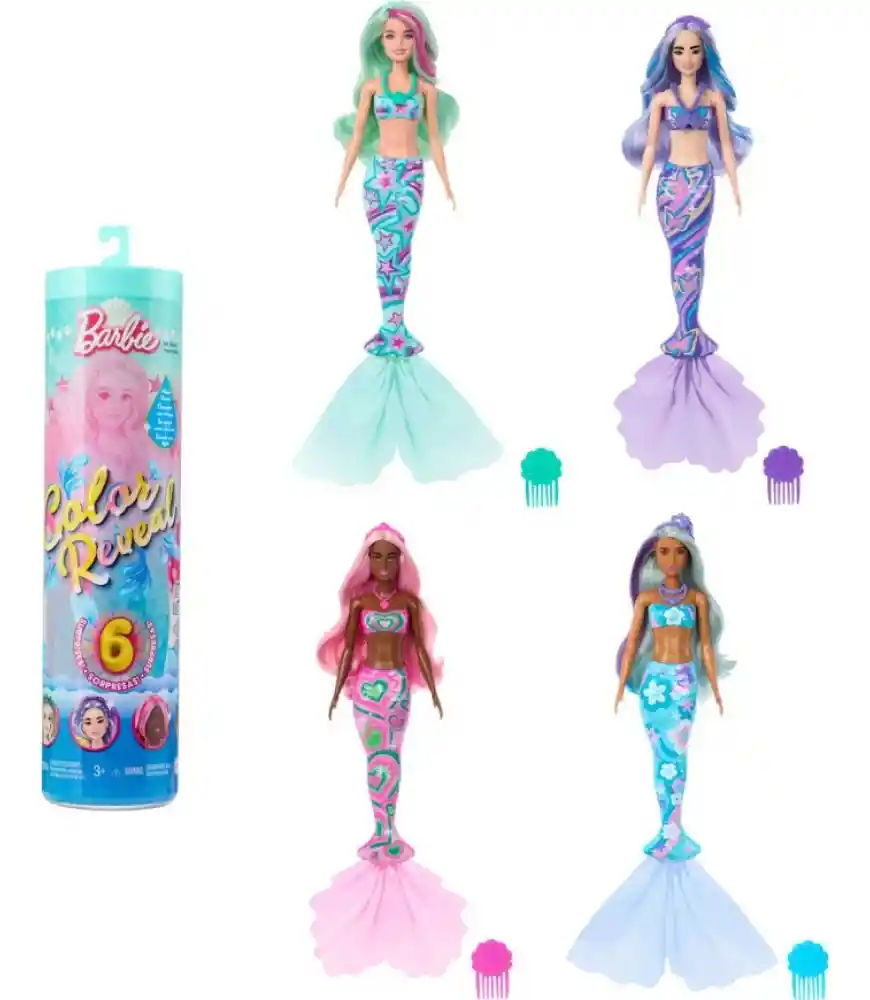 Set De Barbie Sirena Color Reveal Mermaids Mattel Hth45