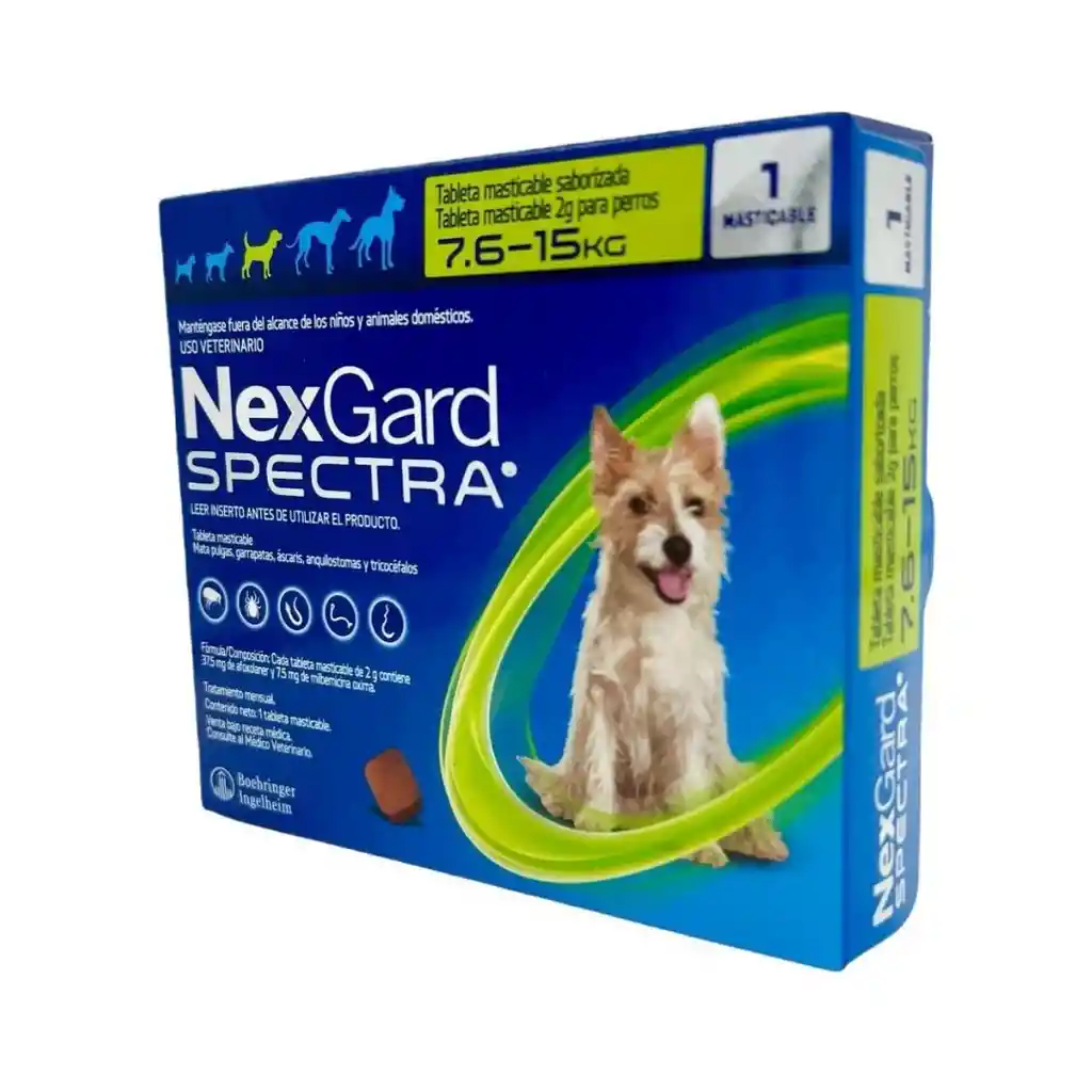 Nexgard Spectra M De 7.5 A 15 Kg - Antiparasitario Interno Y Externo Para Perros