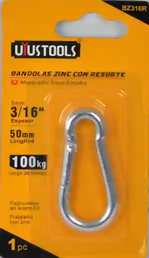 Bandola Mosqueton Zinc Con Resorte De 3/16"