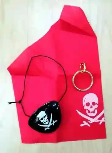 Set Disfraz De Pirata Parche, Pañoleta Y pendiente