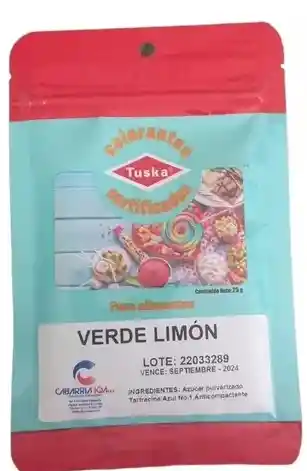 Colorante Vegetal Para Alimentos Verde Limon X Sobre 25gr