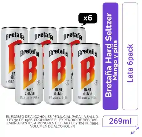 Bretaña Hard Seltzer Mango Piña 269 Ml Lata X 6 Unidades