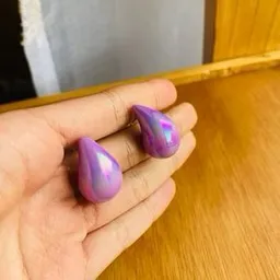 Aretes Morados Tornasol Diseño Gota De Moda Tamaño Mediano