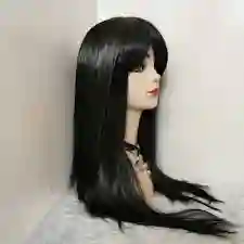 Peluca Blancay Negra Lisa Para Halloween Para Mujer o niña