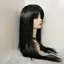 Peluca Blancay Negra Lisa Para Halloween Para Mujer o niña