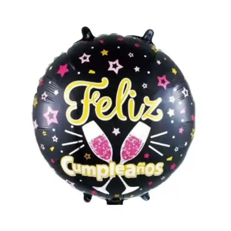 Globo Metalizado Feliz Cumpleaños Copa Negro 18"