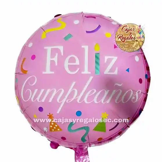 Globo Feliz Cumpleaños Negro Fondo Rosado 18 Pulgada