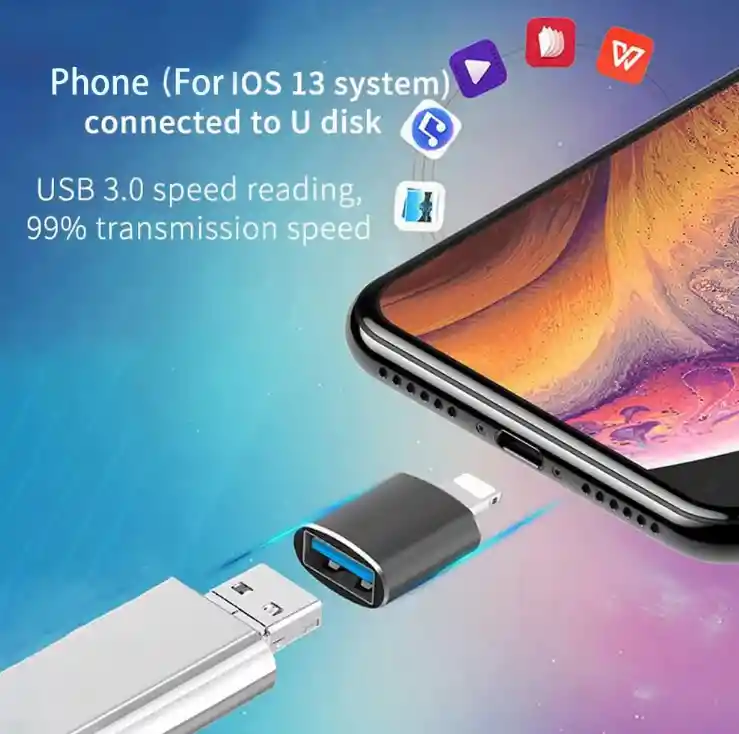 Convertidor Usb 3.0 A Lightning Iphone Ipad 5gbps Lector Memorias -teclados Mouse