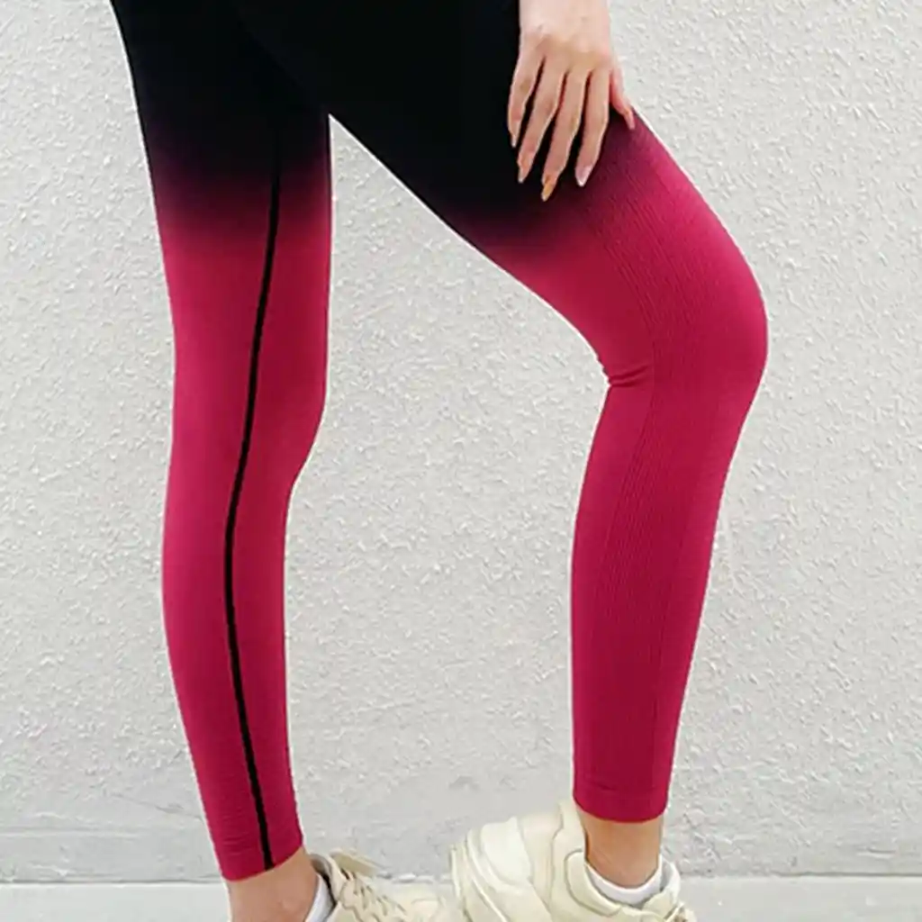 Leggins Yoga Bicolor Fuccia -negro Push Up