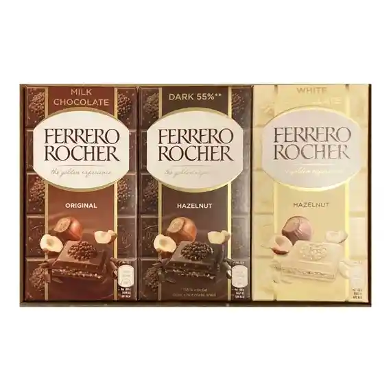 Chocolate Ferrero Rocher Barra De Chocolate Con Leche Y Avellana 90g, Barra De Chóclate Premium