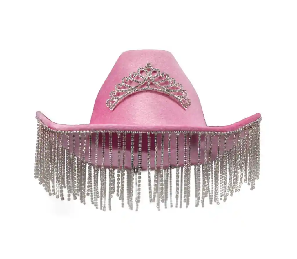 Sombrero De Vaquera De Color Rosado Con Lentejuelas Y Diseño Con Corona Para Niña O Dama para halloween