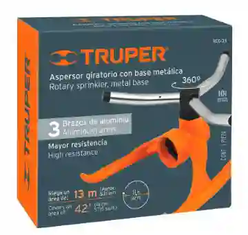 Aspersor Giratorio De 3 Brazos De Aluminio Y Base Metalica (truper) *3*