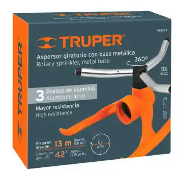 Aspersor Giratorio De 3 Brazos De Aluminio Y Base Metalica (truper) *3*