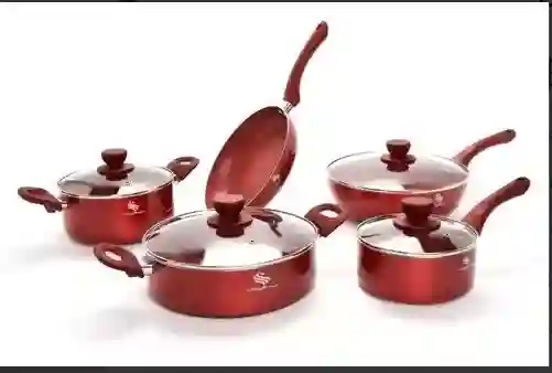 Batería Ollas Schaffhausen Red Velvet 9pz Suizas Original