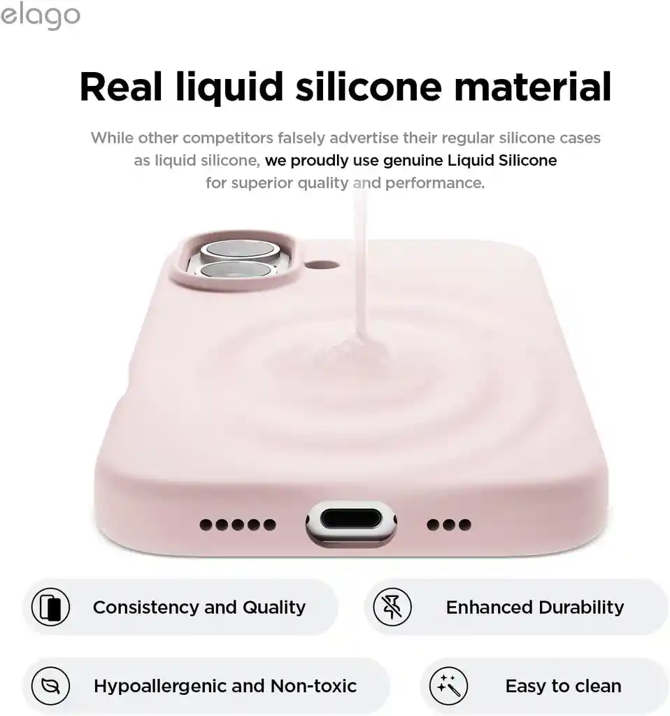 Estuche Para Iphone 16 Magsafe Silicone Elago En Rosado