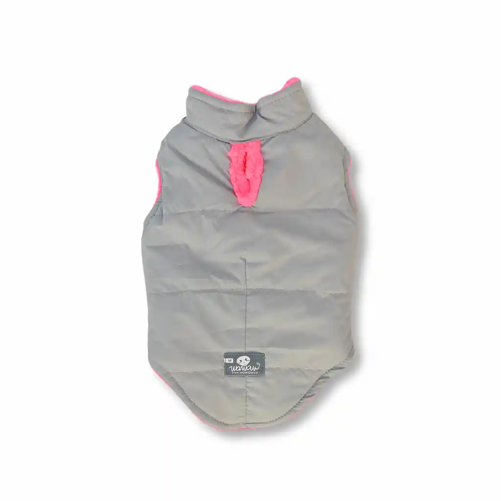 Chaleco 7xl Gris Doble Faz Borrego Fucsia Neón