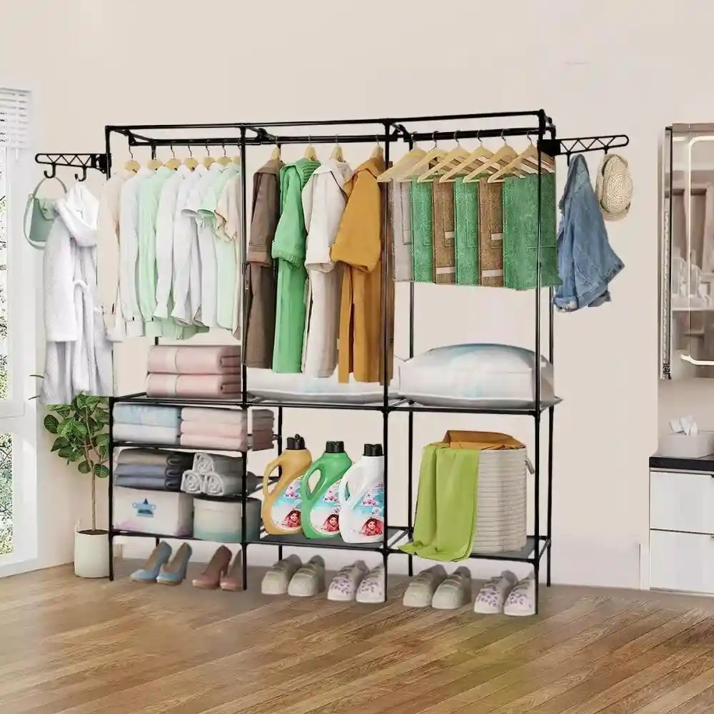 Estante Para Ropa Organizador Zapatero Y Perchero 3 Niveles
