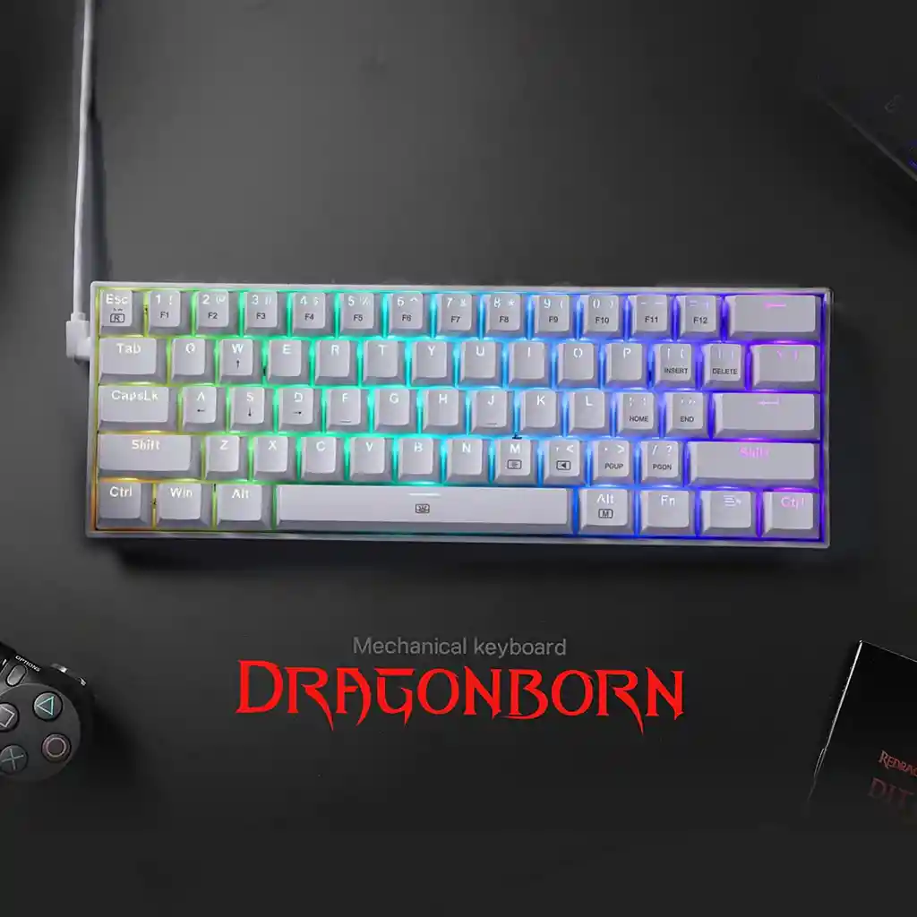 Teclado Gamer Redragon K630w-rgb-sp Dragonborn 60%, Sw-red
