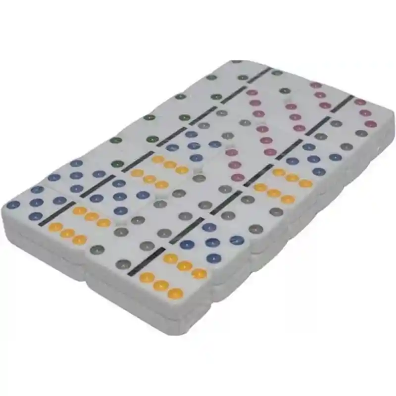 Juego De Domino Doble 6 En Caja Metalica 28 Fichas Con Color