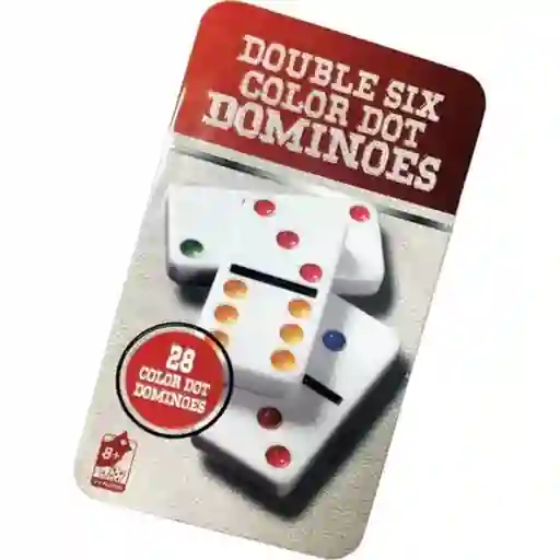 Juego De Domino Doble 6 En Caja Metalica 28 Fichas Con Color