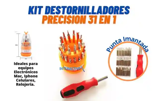 Kit Destornilladores Precision 31 En 1 / Kit Micro Destornilladores, Mac, Iphone, Relojeria