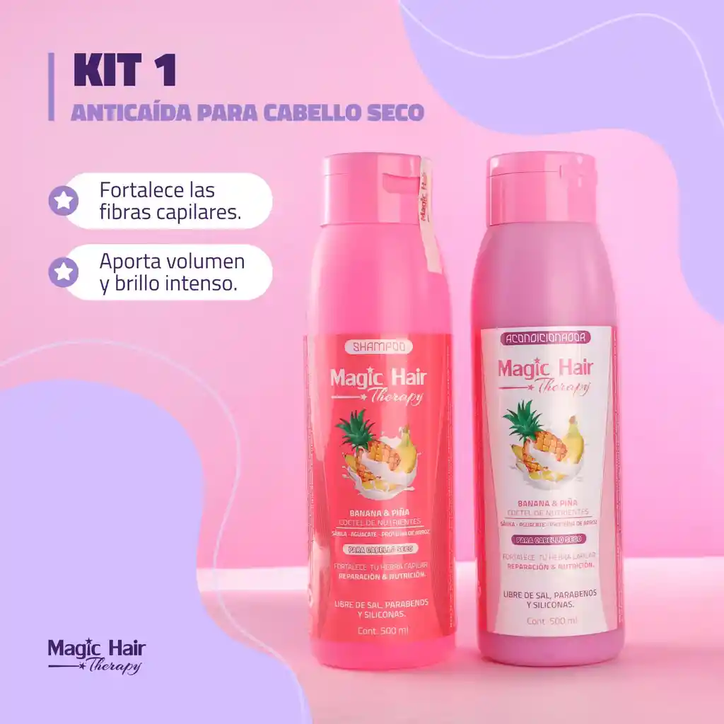 Kit 1 Anticaída Para Cabello Seco (banana Y Piña) + Obsequio