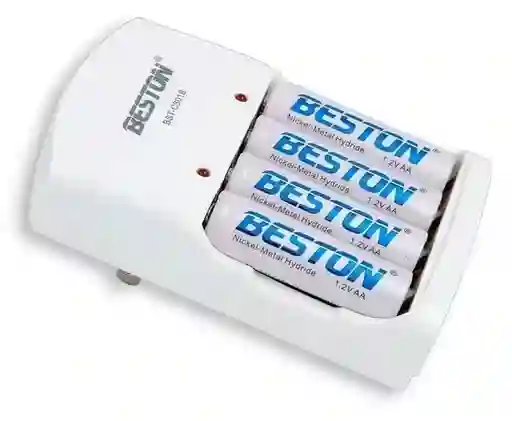 Cargador Beston Con 4 Baterías Aa De 2700 Mah