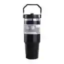 Vaso Tipo Stainless Térmico Manija Y Pitillo Tarro 30 Onzas Negro