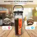 Vaso Tipo Stainless Térmico Manija Y Pitillo Tarro 30 Onzas Negro