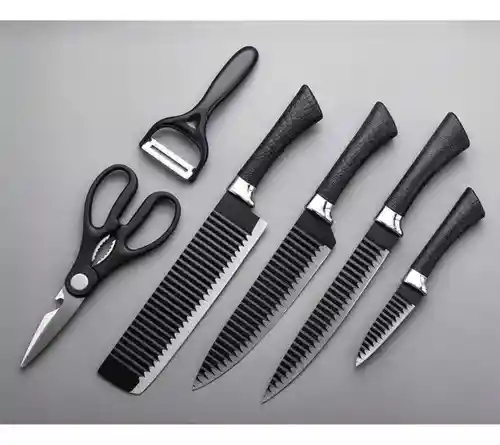 Kit 6 Piezas Cuchillos De Cocina Negro⚡