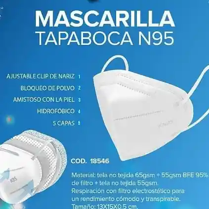 5* Tapabocas Kn95 Invima Mascarillas