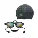 Set Natación Gafas Pro Tapa Oídos + Gorro Silicona-(adulto)/ Negro-zs8200/102232