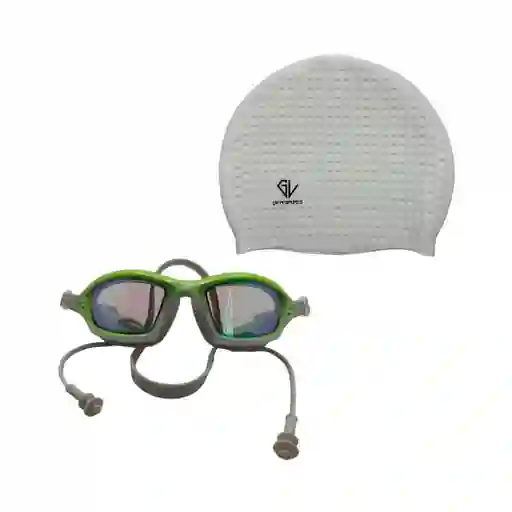 Set Natación Gafas Pro Tapa Oídos + Gorro Silicona-(adulto)/ Vd-bl-zs8200/102232