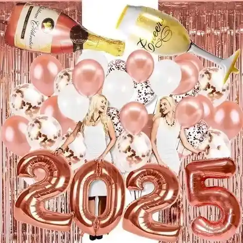 Globos De Año Nuevo Fin De Año 2025 Oro Rosa