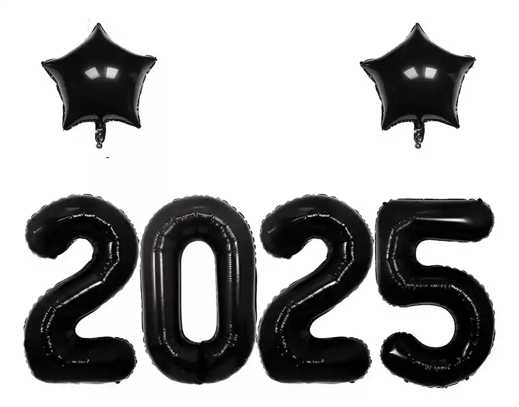 Globo Decoracion Estrellas Fin De Año Nuevo 2025 Negro