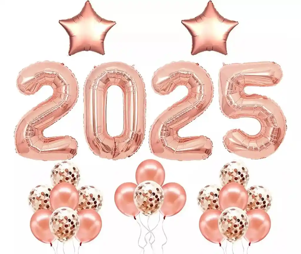 Globo Decoracion Corona Fin De Año Nuevo 2025 Oro Rosa