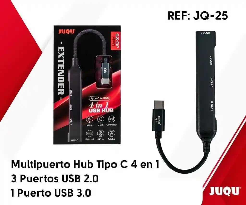 Multipuerto Hub Tipo C 4 En 1 3 Puertos Usb 2.0 1 Puerto Usb 3.0