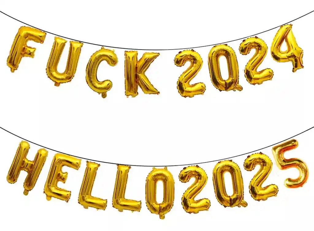 Globos Decoracion Fin De Año Letras Dorado Hola 2025 Adios 2024