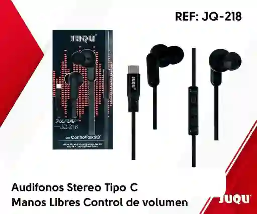 Audífonos Manos Libres Stereo Control De Volumen Entrada Tipo C Ref: Jq-218