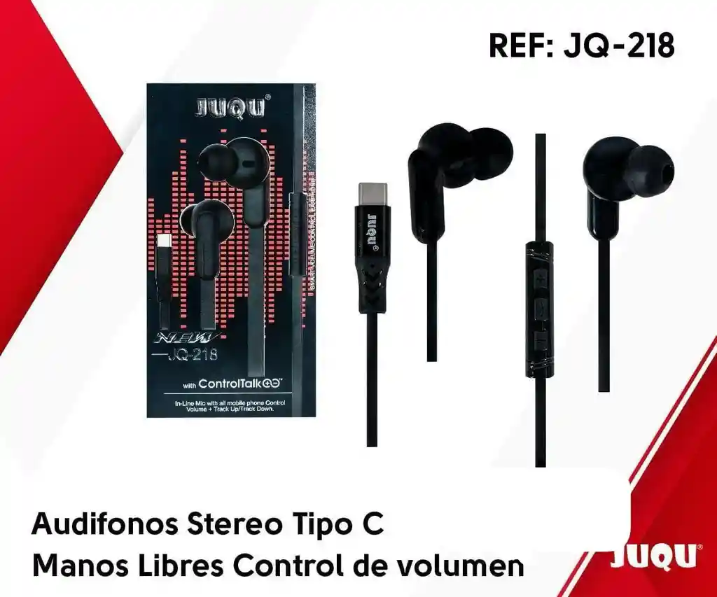 Audífonos Manos Libres Stereo Control De Volumen Entrada Tipo C Ref: Jq-218